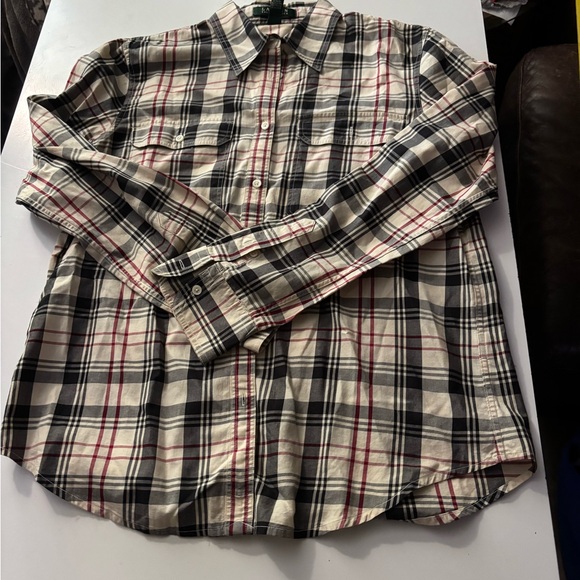 Lauren Ralph Lauren Tops - Lauren Ralph Lauren Women’s Casual Plaid Shirt - Black, White, Red size Medium